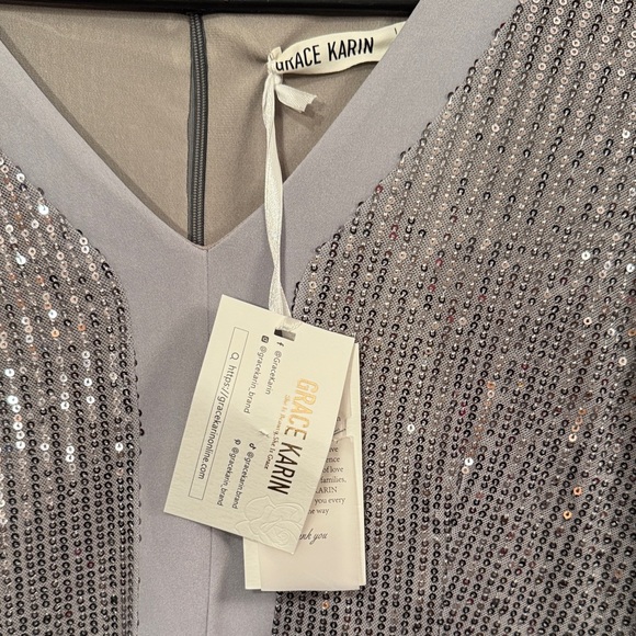 Grace Karin Silver Sequin Maxi Dress - Picture 4 of 5